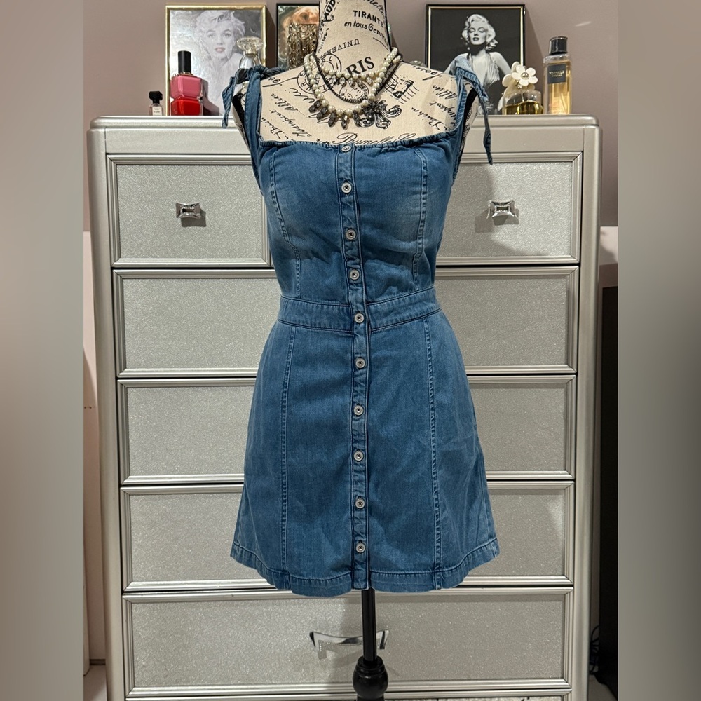 Bebe Denim Button-Down Dress